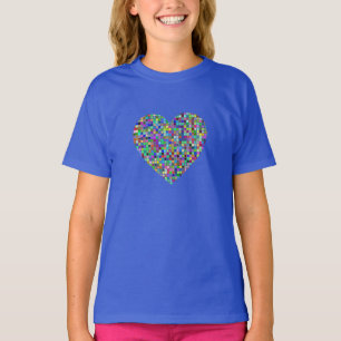 Beautiful Colourful Squares Heart - Spread Love T-Shirt