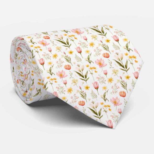 Beautiful Colourful Summer Floral  Tie (Rolled)