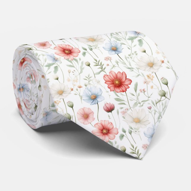Beautiful Colourful Summer Floral  Tie (Rolled)