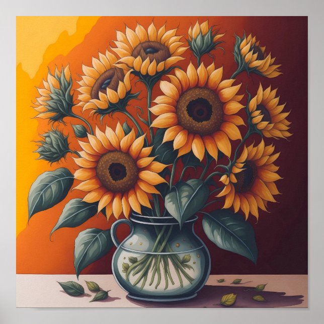 Beautiful Colourful Sunflower Poster (Front)