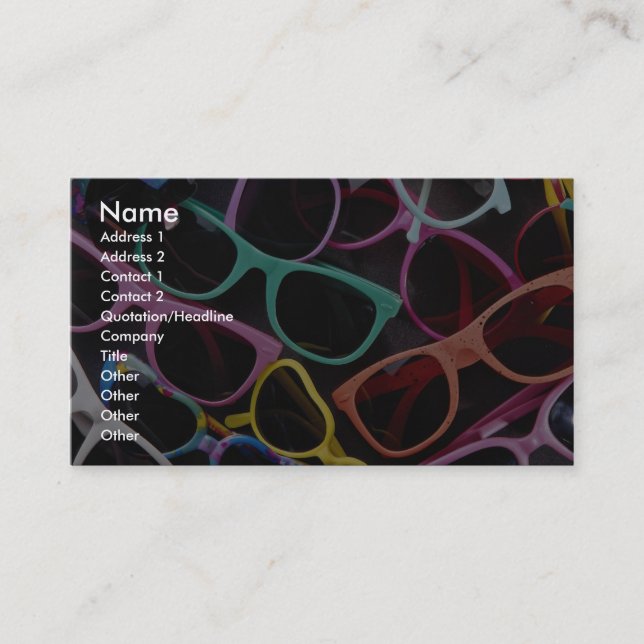 Beautiful Colourful sunglasses Business Card (Front)