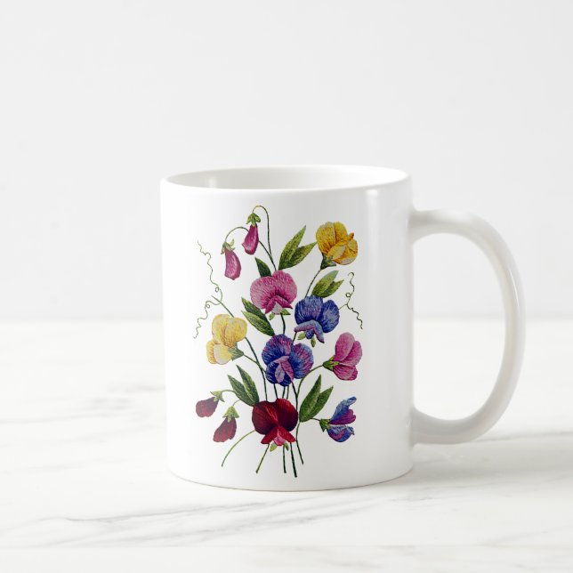 Beautiful, Colourful Sweet Peas Coffee Mug (Right)
