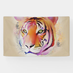 Beautiful Colourful Tiger Watercolor painting Banner