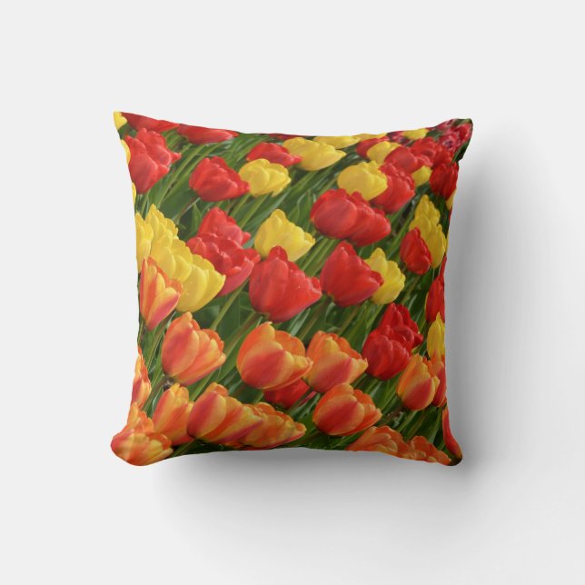 Beautiful colourful tulip print pillow (Front)
