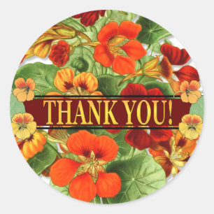 Beautiful Colourful Vintage Floral Thank You Classic Round Sticker