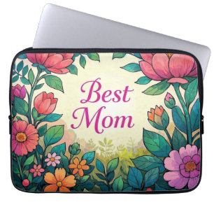 Beautiful Colourful Watercolor Floral Flowers  Laptop Sleeve