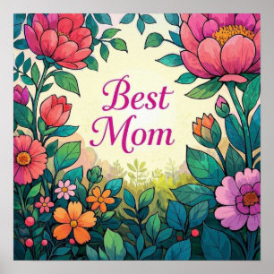 Beautiful Colourful Watercolor Floral Flowers Poster