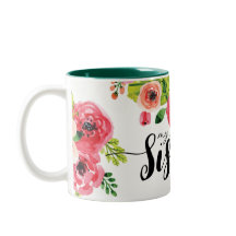 Beautiful Colourful Watercolor Floral Sister Mug