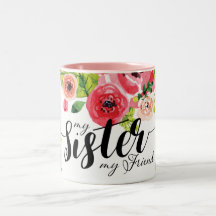 Beautiful Colourful Watercolor Floral Sister Mug