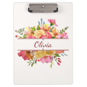 Beautiful colourful watercolor flower bouquet clipboard
