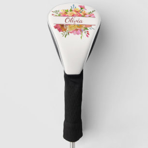 Beautiful colourful watercolor flower bouquet golf head cover