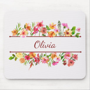 Beautiful colourful watercolor flowers  mouse mat