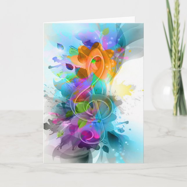 Beautiful Colourful Watercolor Splatter Music note Card (Front)
