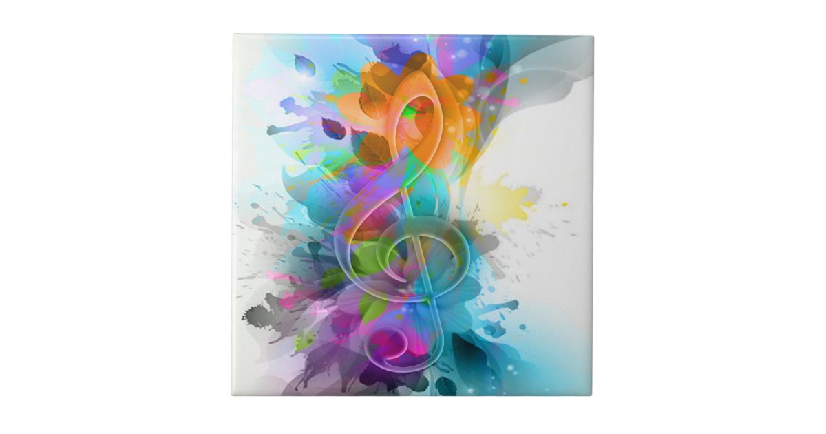 Splatter Musical Notes Beautiful Colourful Watercolor Splatter Music note Tile | Zazzle