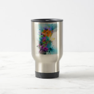 Beautiful Colourful Watercolor Splatter Music note Travel Mug