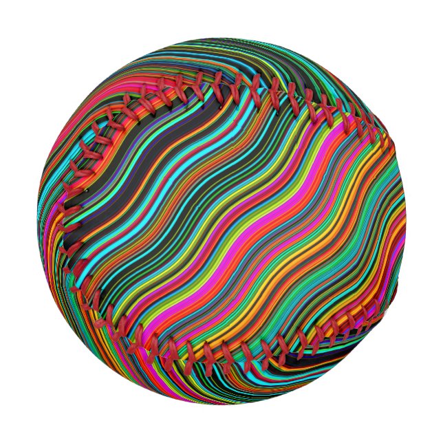 Beautiful Colourful Wavy Stripe Pattern Baseball (Back Right)