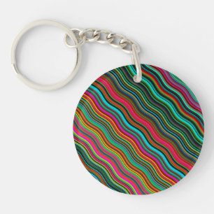 Beautiful Colourful Wavy Stripe Pattern Key Ring