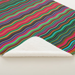 Beautiful Colourful Wavy Stripe Pattern Sherpa Blanket