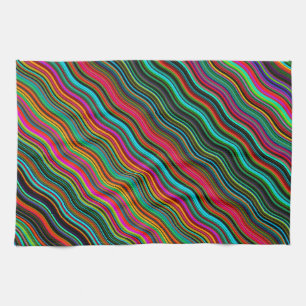 Beautiful Colourful Wavy Stripe Pattern Tea Towel