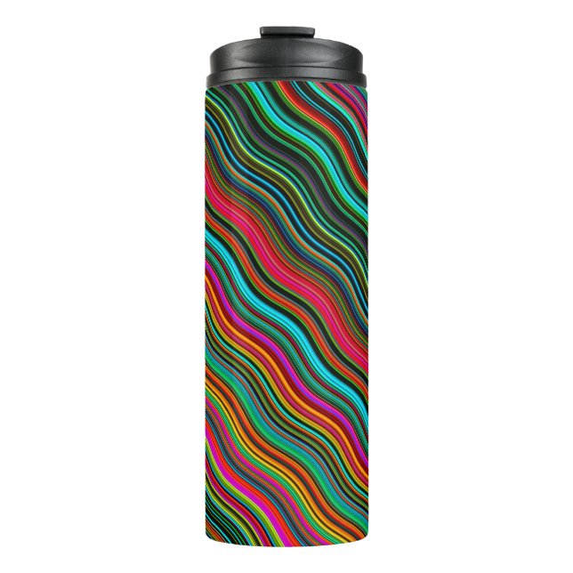 Beautiful Colourful Wavy Stripe Pattern Thermal Tumbler (Front)
