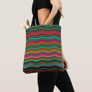 Beautiful Colourful Wavy Stripe Pattern Tote Bag