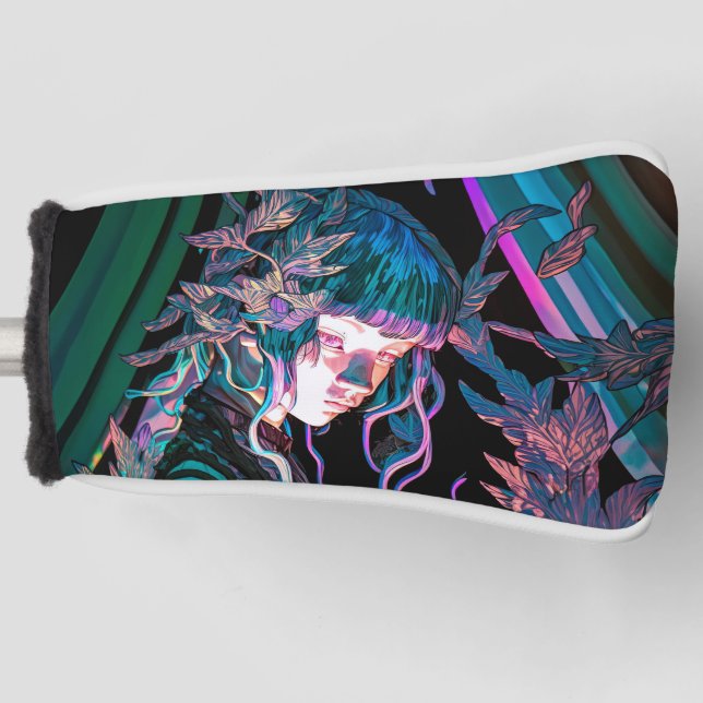 Beautiful Colourful Woman and Plants Golf Head Cover (Front)