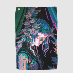 Beautiful Colourful Woman and Plants Golf Towel