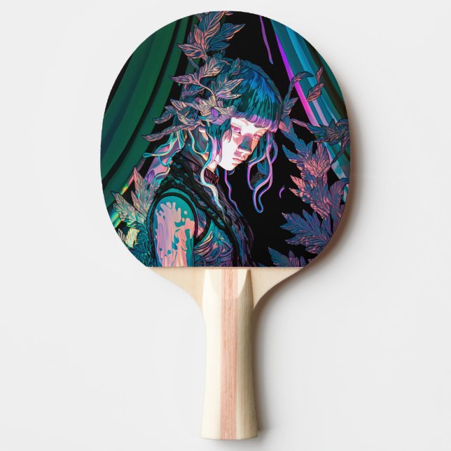 Beautiful Colourful Woman and Plants Ping Pong Paddle (Front)