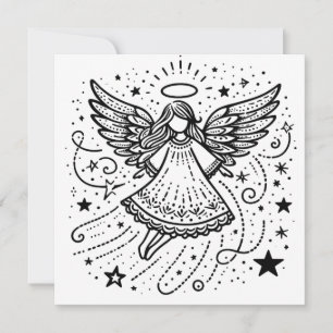 Beautiful Colouring Art Christmas Angel Holiday Card