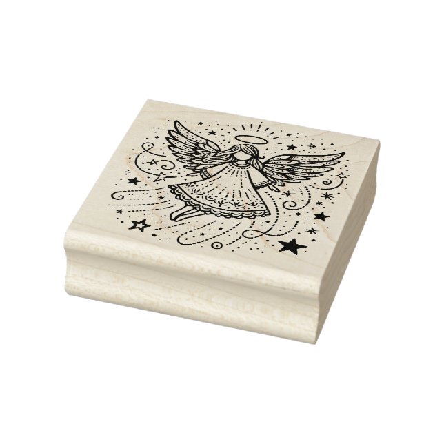 Beautiful Colouring Art Christmas Angel Rubber Stamp (Stamp)
