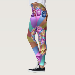 Beautiful Colours Modern Abstract Fractal Art Leggings