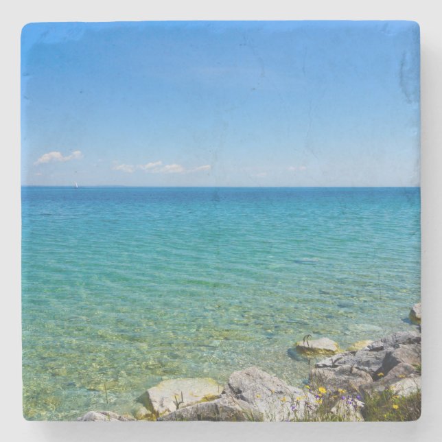 Beautiful Colours Of Lake Huron Stone Coaster (Front)