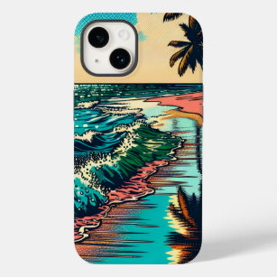Beautiful Comic Pop Art Style Beach Scene Case-Mate iPhone 14 Case