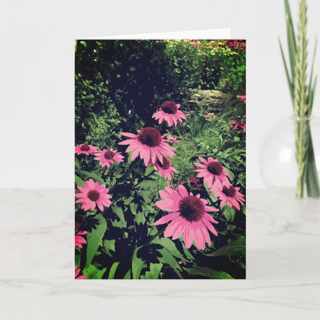 Beautiful Cone Flowers In A Garden Pink Purple Card (Front)