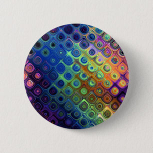 Beautiful cool abstract squares circles glass glow 6 cm round badge
