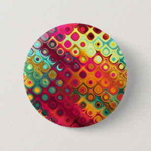 Beautiful cool abstract squares circles glass glow 6 cm round badge