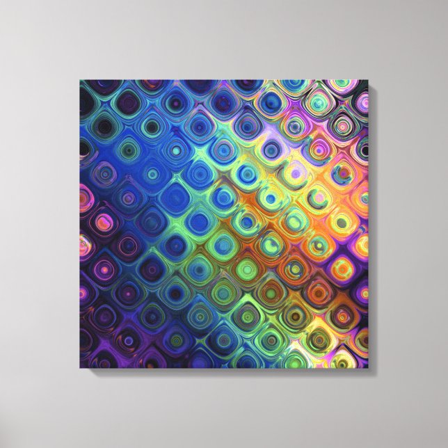 Beautiful cool abstract squares circles glass glow canvas print (Front)