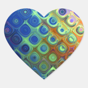 Beautiful cool abstract squares circles glass glow heart sticker