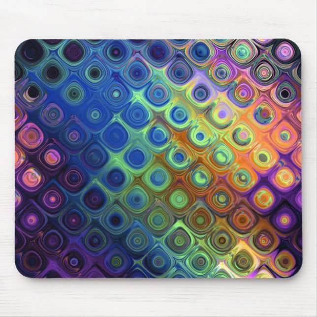 Beautiful cool abstract squares circles glass glow mouse mat (Front)