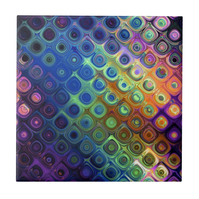 Beautiful cool abstract squares circles glass glow tile (Front)