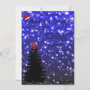 Beautiful Cool Blue Christmas Tree Invitation