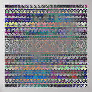 Beautiful cool colorful Aztec geometric pattern Poster
