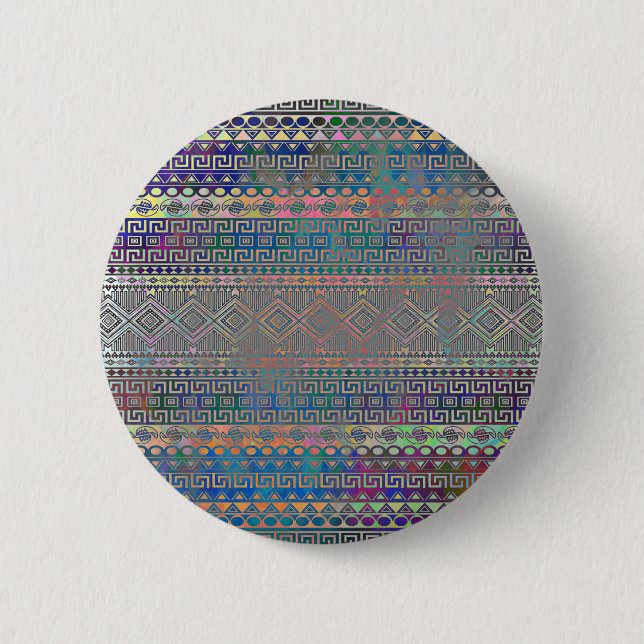 Beautiful cool colourful Aztec geometric pattern 6 Cm Round Badge (Front)