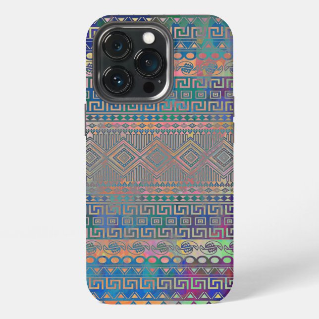 Beautiful cool colourful Aztec geometric pattern C iPhone Case (Back)