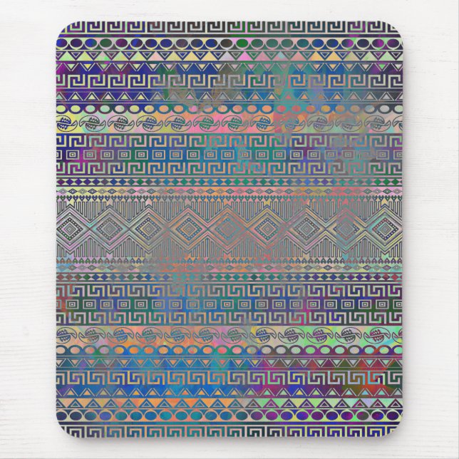 Beautiful cool colourful Aztec geometric pattern Mouse Mat (Front)