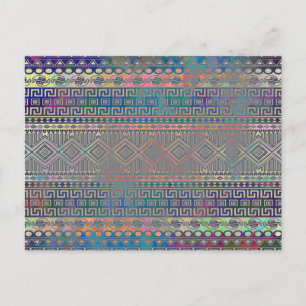 Beautiful cool colourful Aztec geometric pattern Postcard