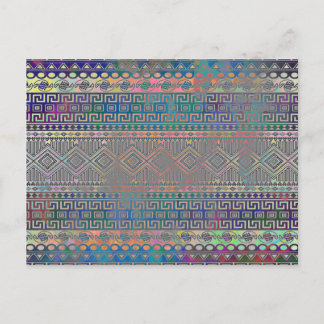 Beautiful cool colourful Aztec geometric pattern Postcard