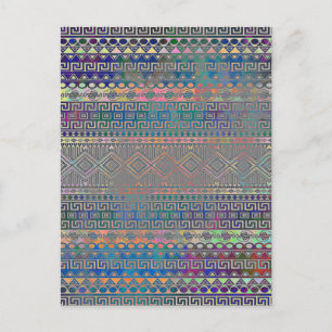 Beautiful cool colourful Aztec geometric pattern Postcard