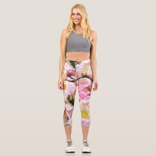 Beautiful cool girly floral design capri leggings