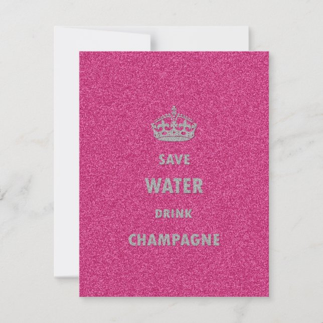 Beautiful cool girly save water drink champagne (Front)